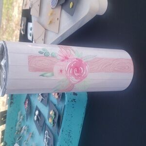 Floral cross tumbler